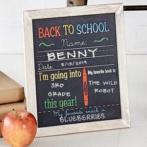 Mud Pie Back to School / Birthday Chalkboard Sign with Wooden Frame Reversible